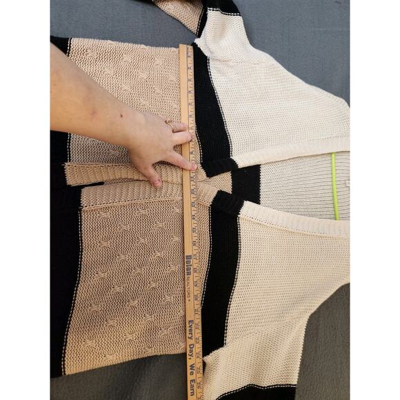 Umgee Long Duster Sweater Open Front Cardigan Tan Cream Black Stripe Womens‎ 1XL - Picture 4 of 10